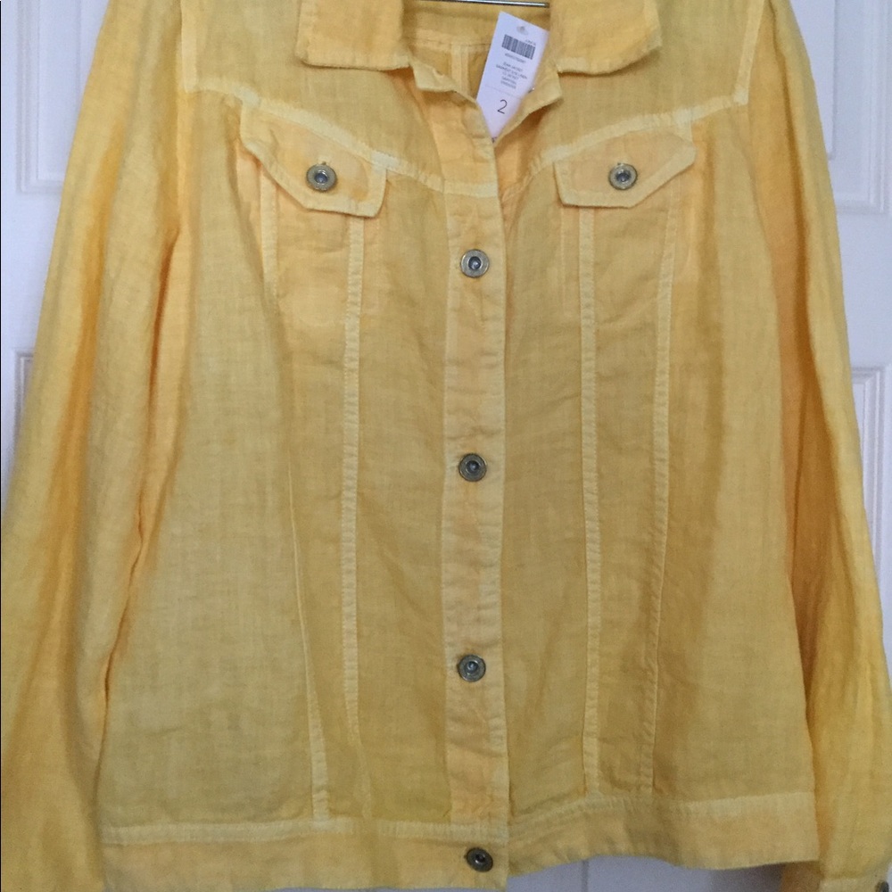 NWT Chico’s Daffodil Yellow Linen Jacket NWT-Sz 2